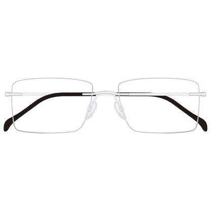 Black TiRak Rx eyeglasses with rectangular frames from Pasteur Pharmacy, showcasing clear lenses and sleek design.