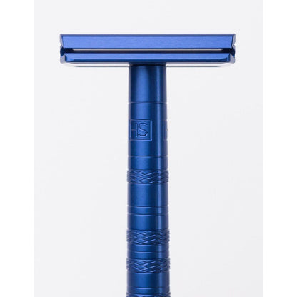 Henson Shaving AL13-V2 medium safety razor with aircraft aluminum handle, designed for a smooth shave.