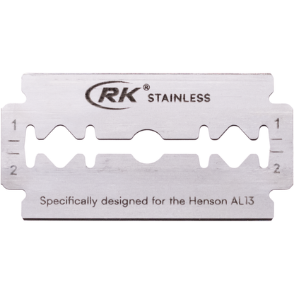 Henson Shaving AL13-V2 Medium Safety Razor with aircraft aluminum handle, designed for a precise and smooth shave.