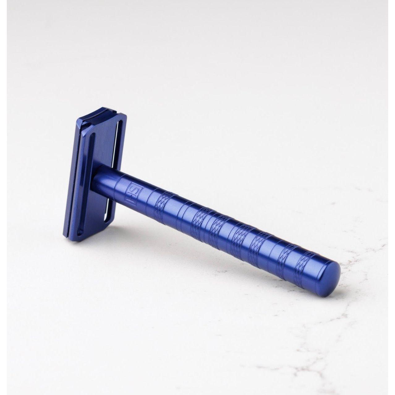 Henson Shaving AL13-V2 Medium Safety Razor with aircraft aluminum handle, designed for precise, smooth shaving.
