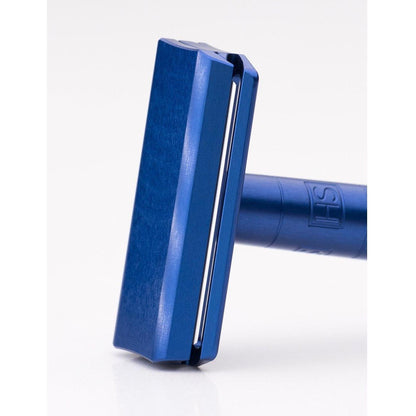 Henson Shaving AL13-V2 medium safety razor with aircraft aluminum handle, designed for a smooth shave.