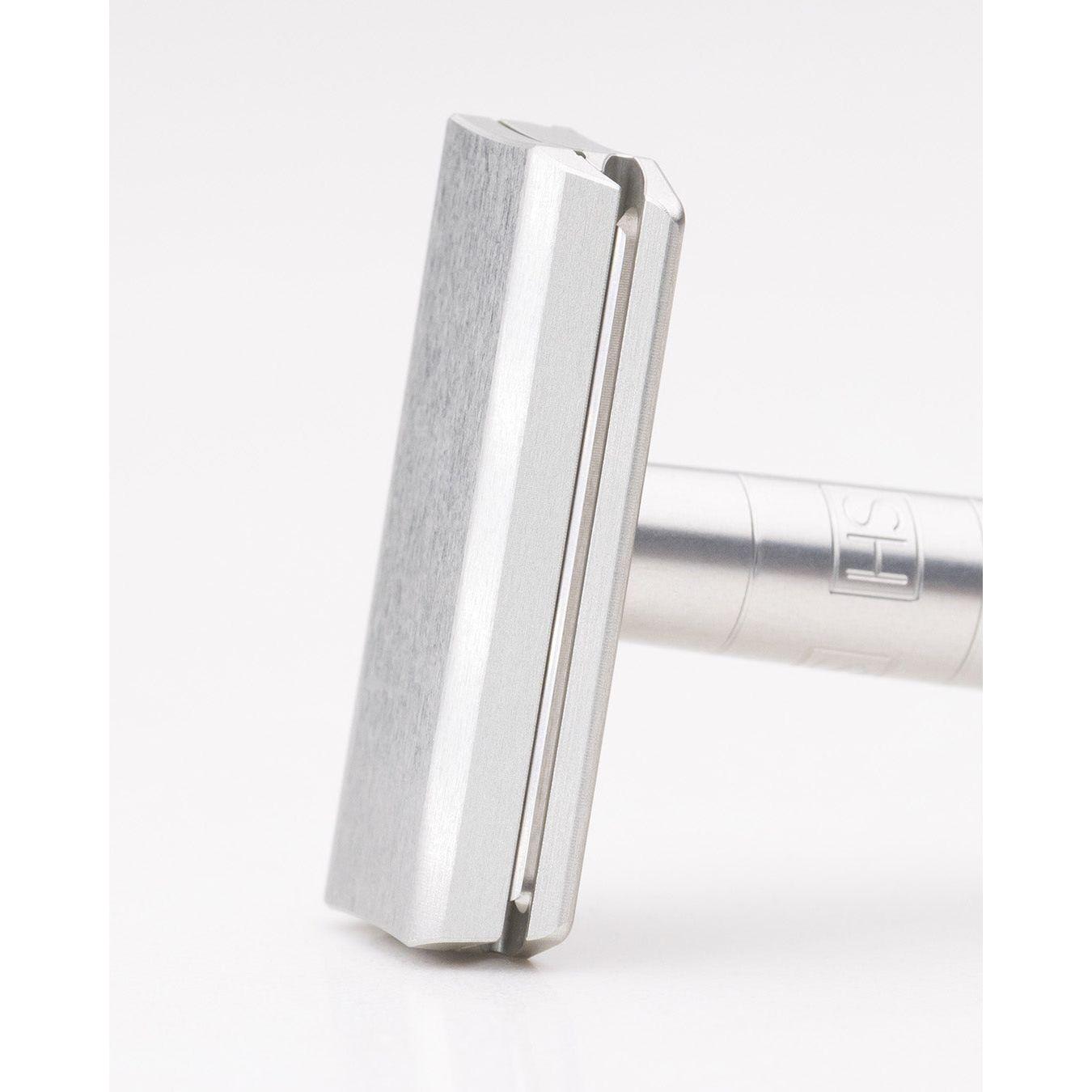 Henson Shaving AL13-V2 safety razor with aircraft aluminum handle, medium size, featuring a sleek design and precision craftsmanship.