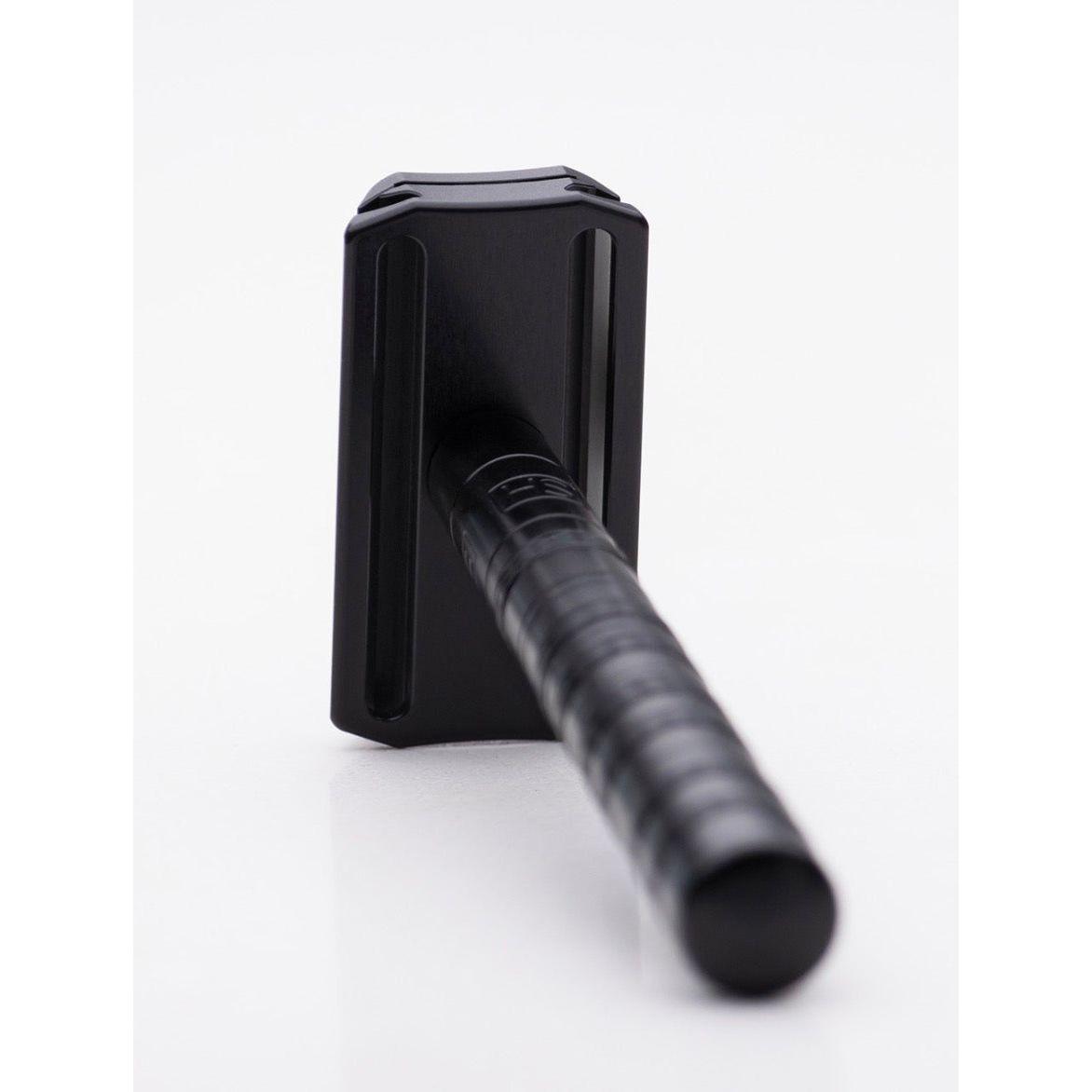 Henson Shaving AL13-V2 Medium Safety Razor with aircraft aluminum handle, featuring a sleek, lightweight design for precise shaving.