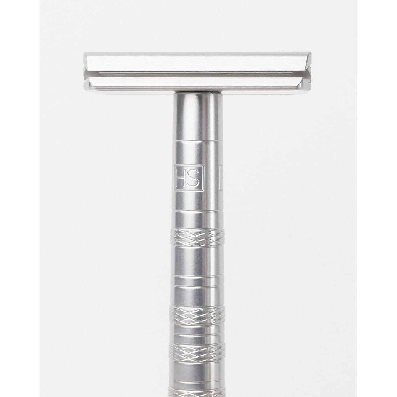 Henson Shaving AL13-V2 Mild Safety Razor with aircraft aluminum handle, designed for a smooth, close shave.