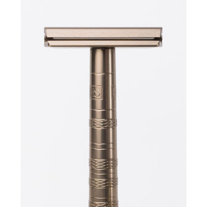 Henson Shaving AL13-V2 Mild Safety Razor with aircraft aluminum handle, showcasing its sleek design and safety razor features.