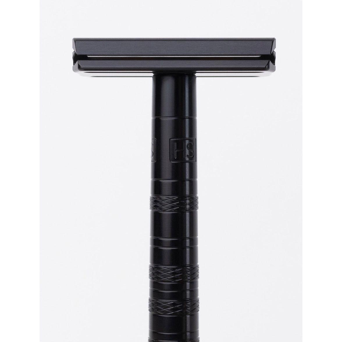 Henson Shaving AL13-V2 mild safety razor with aircraft aluminum handle, designed for a smooth, comfortable shave.