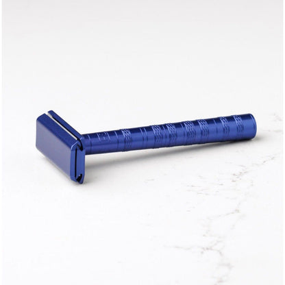 Henson Shaving AL13-V2 mild safety razor with aircraft aluminum handle, designed for a smooth shave.