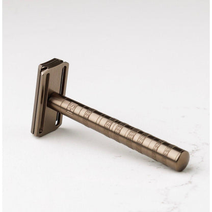 Henson Shaving AL13-V2 mild safety razor with aircraft aluminum handle, designed for a smooth shaving experience.