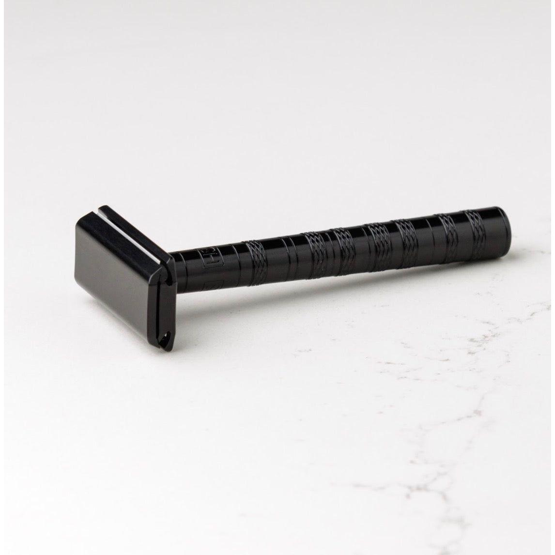 Henson Shaving AL13-V2 mild safety razor with aircraft aluminum handle, designed for smooth, comfortable shaving.