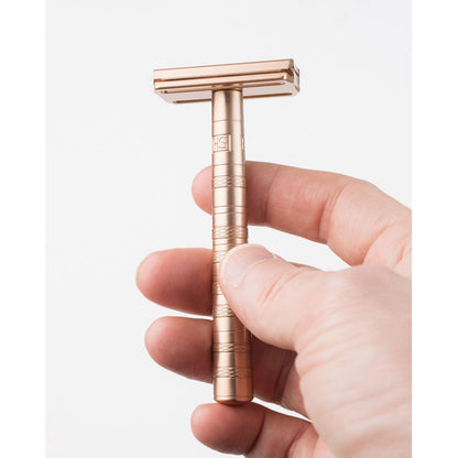 Henson Shaving AL13-V2 mild safety razor with aircraft aluminum handle, designed for a smooth, comfortable shave.