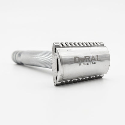 Dural HD Model double edge safety razor with black handle and protective pouch, perfect for a close shave from Pasteur Pharmacy.