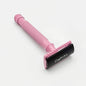 Dural Heavy Stroud Head safety razor by Pasteur Pharmacy with pink and black design, shown with protective pouch.