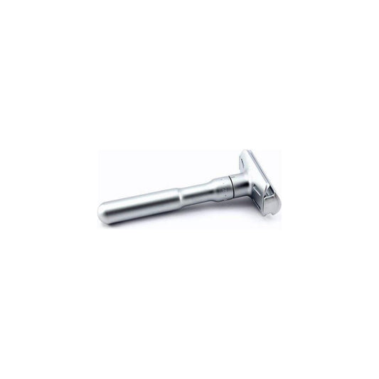 Merkur Futur adjustable safety razor with satin finish in gift tin, includes blades, crafted for a close, comfortable shave.