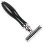 Parker 111B-M3 safety razor with black resin handle, featuring a classic design for close, comfortable shaves.