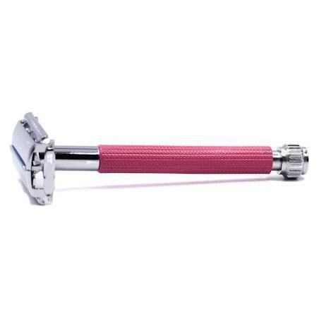Pink Parker 29L women's long-handle butterfly open safety razor with a sleek design and open blade mechanism.