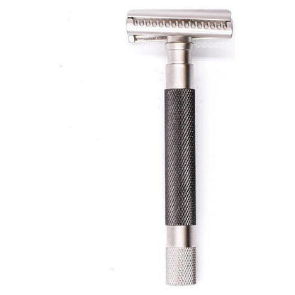 Parker 55SL-GR graphite semi-slant 3-piece safety razor with textured handle and polished head for a close shave