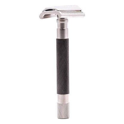Parker 55SL-GR Graphite semi-slant 3-piece safety razor with textured handle and polished metal head.