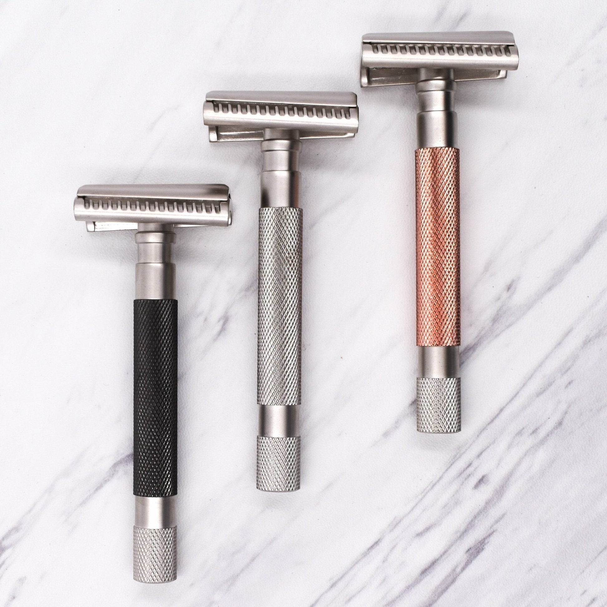 Parker 55SL-GR Graphite Semi-Slant 3-Piece Safety Razor with textured handle for a comfortable grip and precise shaving.