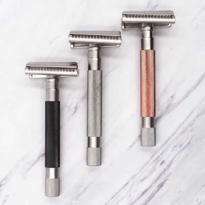 Parker 55SL-GR Graphite Semi-Slant 3-Piece Safety Razor with textured handle for a comfortable grip and precise shaving.