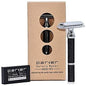 Parker 71R heavyweight three-piece double edge safety razor with chrome finish and textured handle for a secure grip.