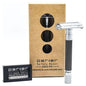 Parker 74R GR safety razor with graphite and satin chrome finish, heavyweight butterfly open safety razor for a close shave.