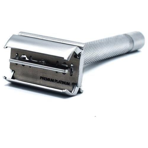 Parker 74R SC Satin Chrome Heavyweight Butterfly Safety Razor with open comb design and polished finish, suitable for close shaves.