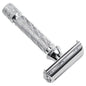 Parker 87R short handle safety razor with stainless steel head and textured handle for a secure grip.