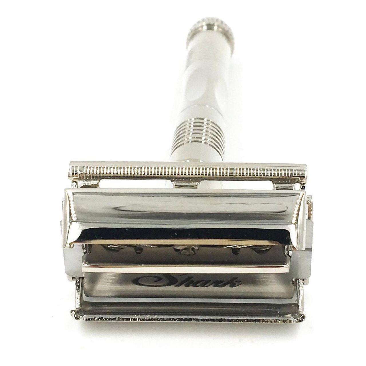 Parker 90R long handle double-edge safety razor with a polished metal finish, designed for a close, comfortable shave.