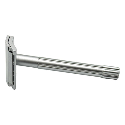 Parker SoloEdge single edge safety razor with black handle and metal head, designed for a close, smooth shave.