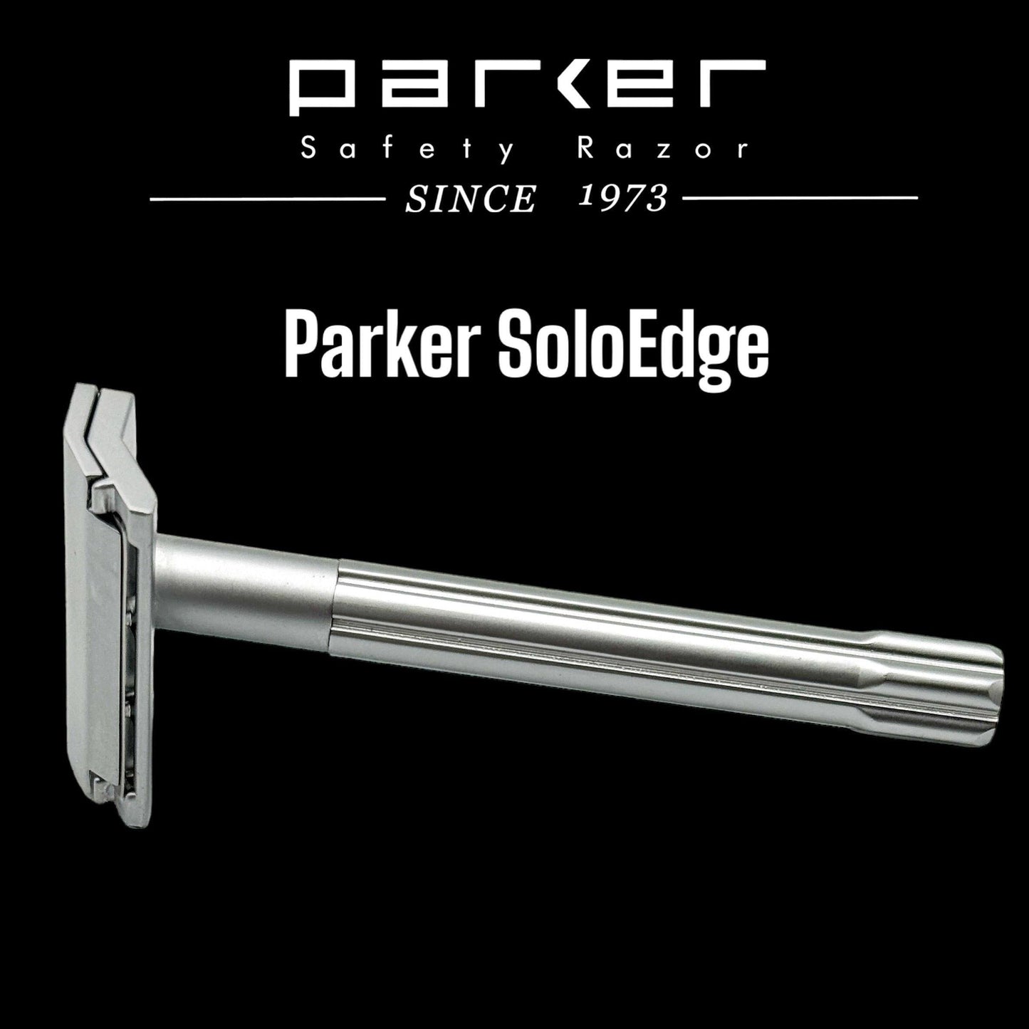 Parker SoloEdge single edge safety razor with stainless steel handle and sleek design, ideal for a close shave.