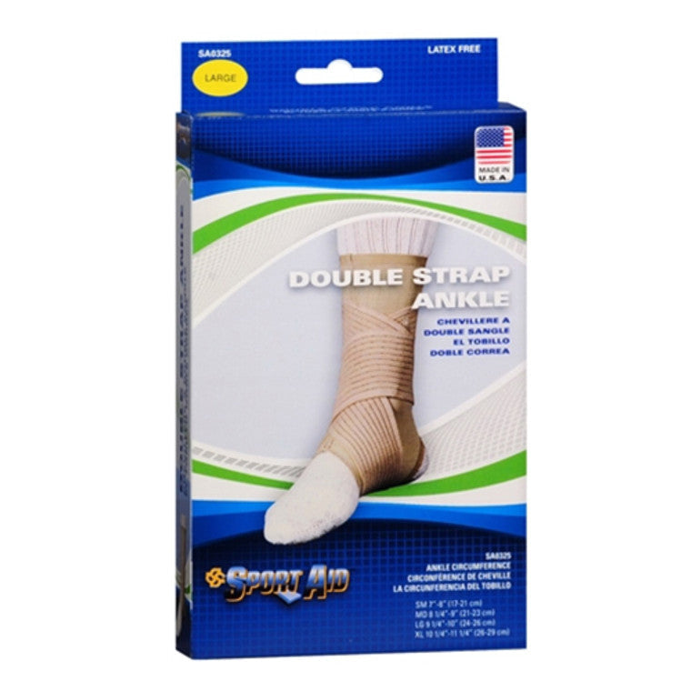 Large Sport Aid double strap ankle support by Pasteur Pharmacy, designed for secure ankle stabilization and comfort.
