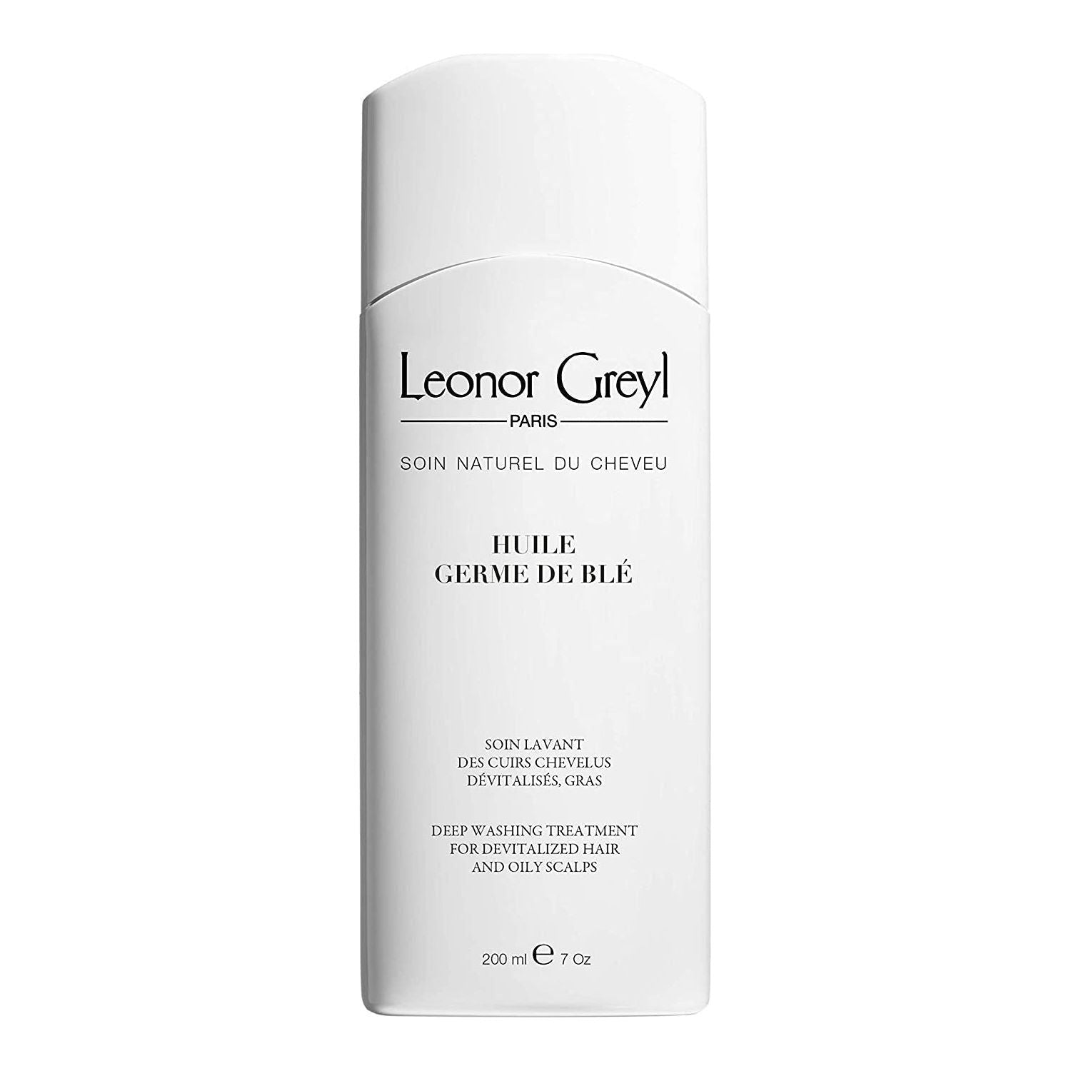 Leonor Greyl Huile de Germe de Blé scalp treatment bottle for oily, devitalized scalp, 7 oz, with natural oil infusion.