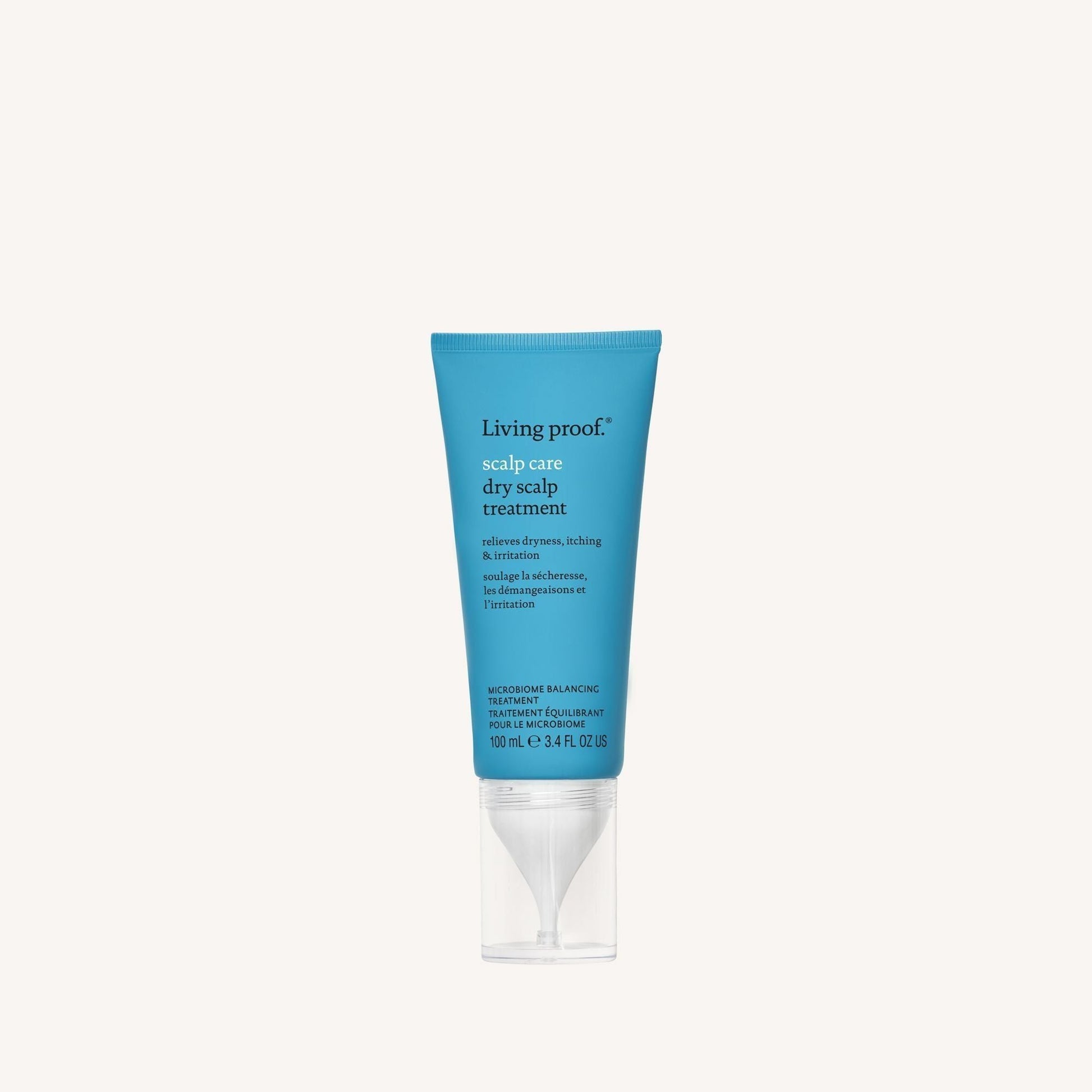 Living Proof Care Dry Scalp Treatment in 3.4 oz bottle, nourishing scalp treatment for dry, irritated scalp by Pasteur Pharmacy.