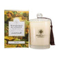 Wavertree & London Havana scented candle in a glass jar with a lit wick, showcasing warm, inviting candlelight.