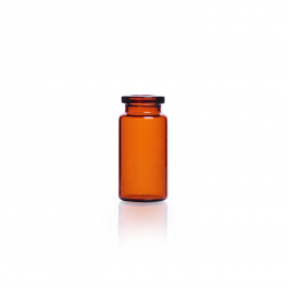 Pack of 100 10 mL amber glass vials for laboratory use, featuring secure caps and clear labeling for scientific experiments.