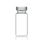 Set of 100 clear glass sterile vials with 20 mm crimp finish, 10 mL capacity, used for scientific and laboratory applications.
