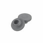 Gray 13 mm Chlorobutyl Snap-On Vial Stoppers for laboratory vials, shown in a large case of 1,000 by Pasteur Pharmacy.