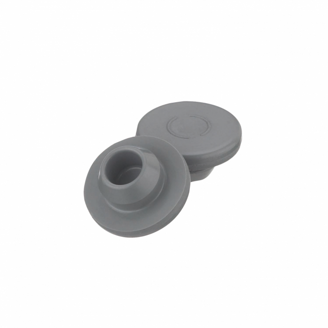 Gray 13mm snap-on chlorobutyl stopper for laboratory glassware, ideal for science and lab applications, 100-pack from Pasteur Pharmacy.
