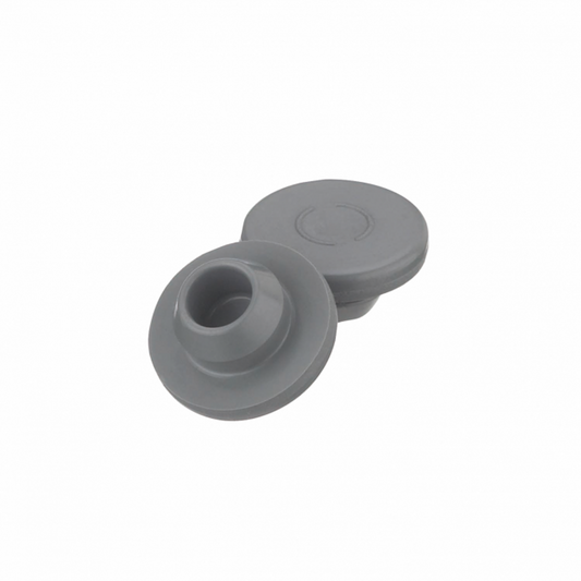 Gray 13mm snap-on chlorobutyl stopper for laboratory glassware, ideal for science and lab applications, 100-pack from Pasteur Pharmacy.