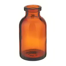 Set of 50 sterile amber glass vials with 20mm finish, 30mL capacity for laboratory and scientific use.