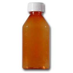 Set of 3oz amber plastic bottles with matching caps for laboratory and science use, 200-count pack from Pasteur Pharmacy.