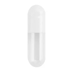 White and clear CAPSUGEL CONI-SNAP Size #3 hard gelatin capsules from Pasteur Pharmacy, 1,000 count for science and laboratory use.