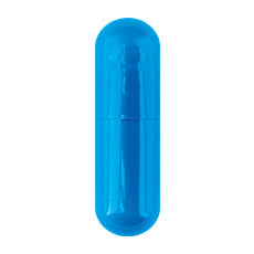 Blue and clear CONI-SNAP gelatin capsules, Size #3, from Pasteur Pharmacy, shown in bulk pack for science and laboratory use.