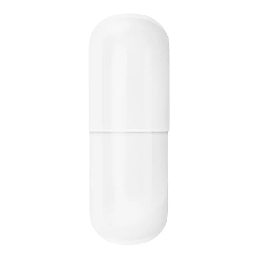Bulk pack of 5,000 white size #3 gelatin capsules for science and laboratory use, displayed in a clear container.