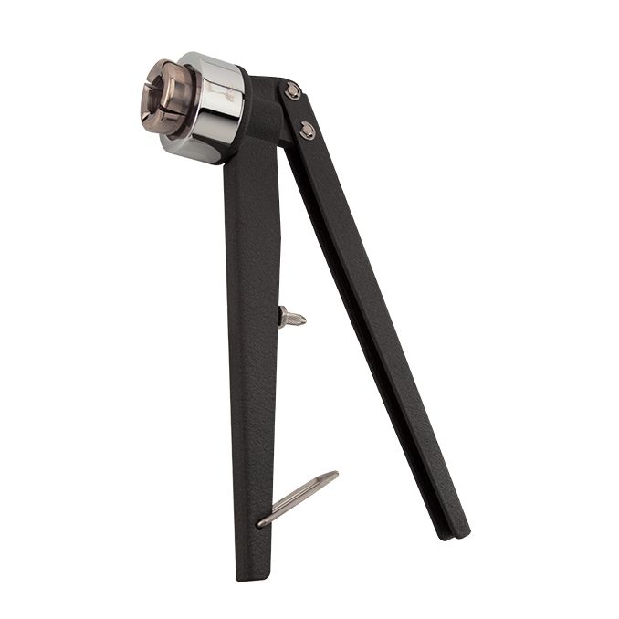 Manual hand-held vial decrimper for 13 mm vials, used in science and laboratory settings by Pasteur Pharmacy.