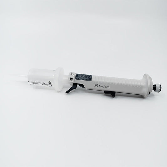 Pasteur Pharmacy MEDISCA Precision Transfer Pipette Dispenser used in laboratory science for accurate liquid transfer.