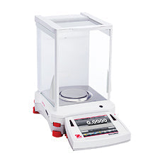 OHAUS Pioneer Analytical Balance 220g x 0.0001g with internal calibration, used in science and laboratory settings.