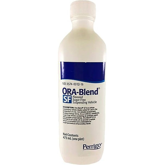Pasteur Pharmacy Ora-Blend Oral Liquid Compounding Vehicle in 473 mL bottle, used for laboratory and pharmaceutical preparations.