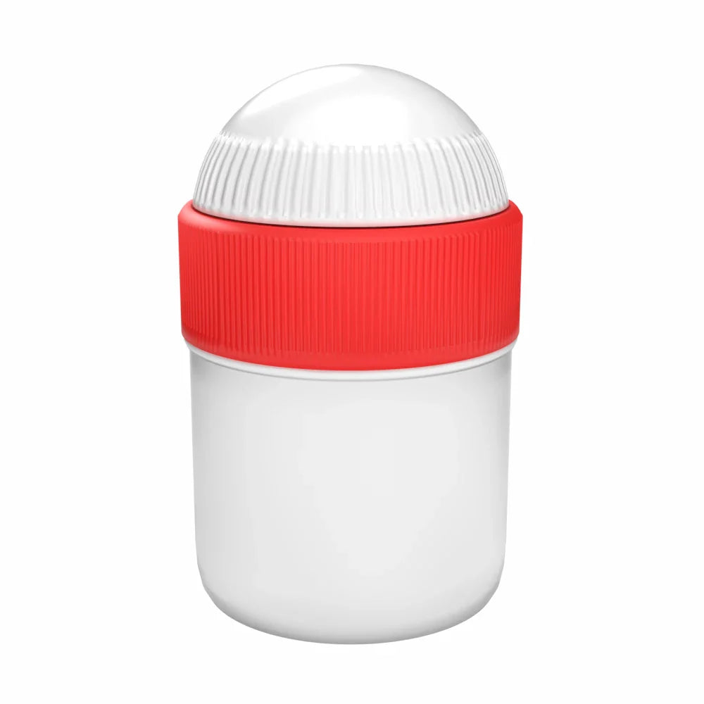 Set of 10 Samix 15 mL white mixing and dispensing jars with red lids, ideal for science and laboratory use.