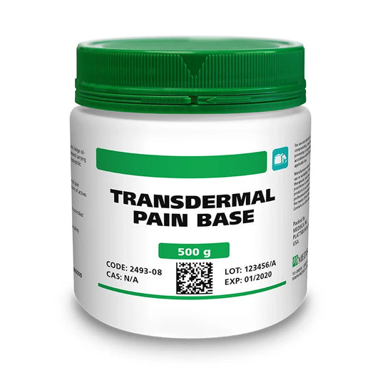 Transdermal pain base dispensing supply from Pasteur Pharmacy, used in science and laboratory applications.